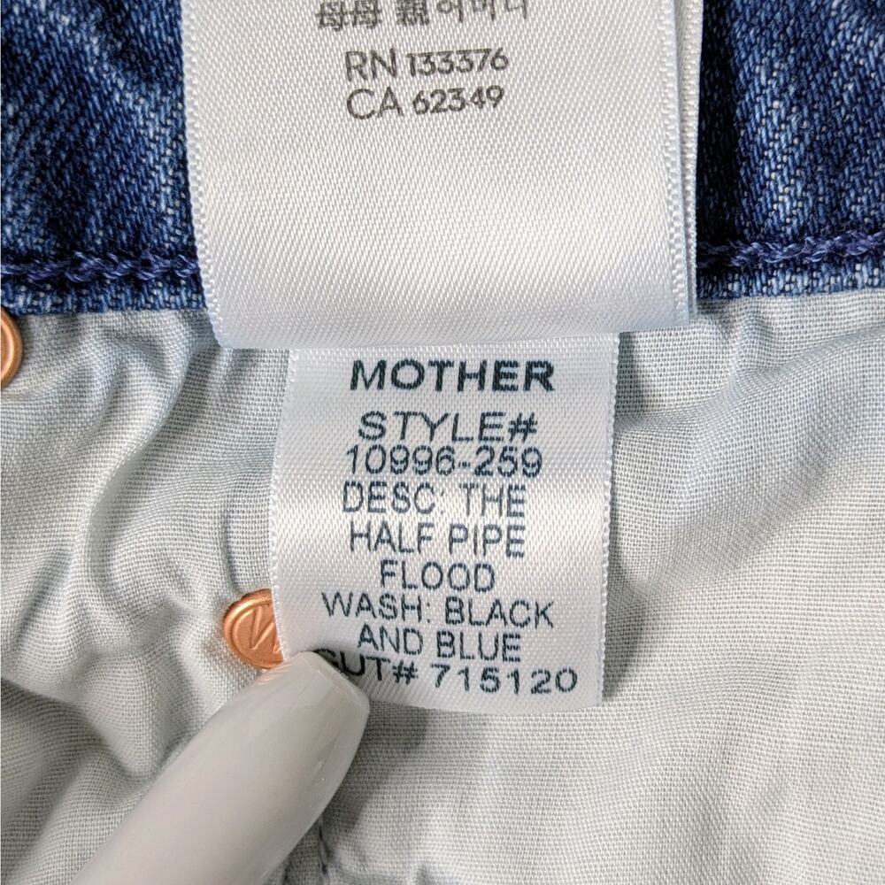 MOTHER Superior Half Pipe Flood 27 Black Blue Two Tone 98% Cotton Premium Denim - Picture 14 of 16